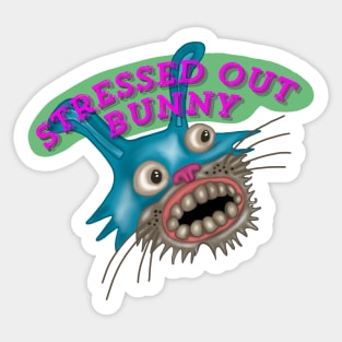 Stressed Out Bunny Pink Green Sticker